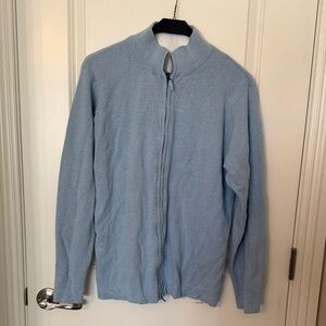 Izod Men's Zip Up Light Blue Sweater